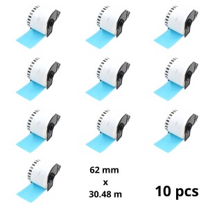 Brother DK-22205 DK22205 Blue 62mm x 30480mm Thermal Paper Labels Dore manufacturer, 10 pcs