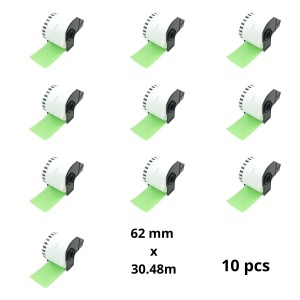 Brother DK-22205 DK22205 Green 62mm x 30480mm Thermal Paper Labels Dore manufacturer, 10 gab