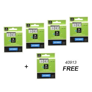 DYMO D1 Tape 9mm x 7m Black on White (40913 S0720680) - 5 pcs.