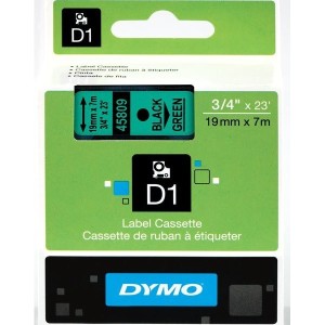 DYMO D1 Lente 19mm x 7m   melns uz zaļas (45809   S0720890)