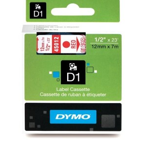 DYMO D1 Lente 12mm x 7m   sarkans uz caurspīdīgas (45012   S0720520)