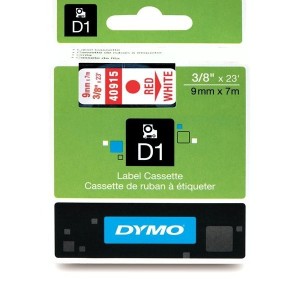 DYMO D1 Tape 9mm x 7m Red on White (40915 S0720700)