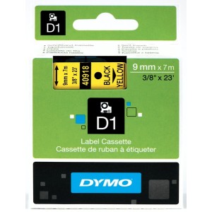 DYMO D1 Lente 9mm x 7m   melns uz dzeltenas (40918   S0720730)