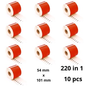 Dymo 99014 S0722430 Red label roll Dore compatible set 10 pcs