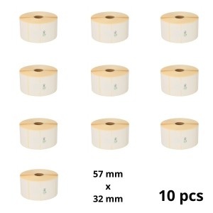 Zebra 800262-125 57mm x 32mm Thermal Paper Labels 25 mm Core Dore Manufacturer, 10 pcs