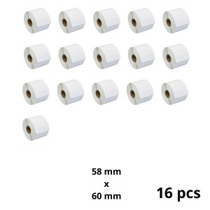 Zebra 58mm x 60mm Thermal Paper Labels 25 mm Core Dore Manufacturer, 16 pcs
