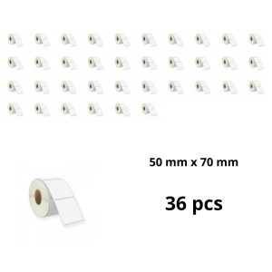 Zebra 70mm x 50mm Thermal Paper Labels 25 mm Core Dore Manufacturer, 36 pcs