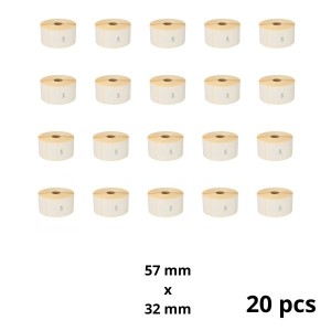 Zebra 800262-125 57mm x 32mm Thermal Paper Labels 25 mm Core Dore Manufacturer, 20 pcs