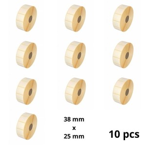Zebra 880595-025DU 38mm x 25mm Thermal Paper Labels 25 mm Core Dore Manufacturer, 10 pcs