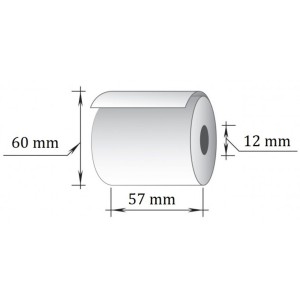 Cash register roll 57mm x 60mm x 12mm 44 meters