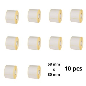 Thermal  Labels 58mm x 80mm, core 40 mm, 2000 pcs roll set 10 pcs