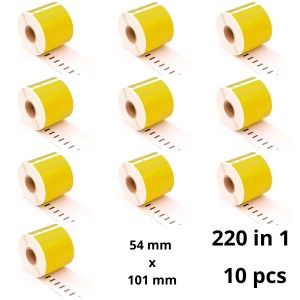 Dymo 99014 S0722430 Yellow etiķetes rullis Dore saderīga komplekts 10 gab.