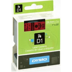 DYMO D1 Juostelė 24mm x7m juodas ant raudonos ()