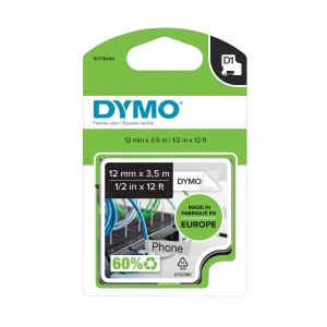 DYMO D1 vastupidav nailonlint 12 mm x 3 5 m must valgel (S0718040 16957)
