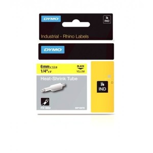DYMO Rhino Termo vamzdelis 6mm x 1.5m juodas ant geltonos (18052)