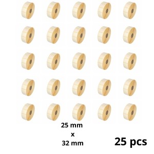 Zebra 800261-105 32mm x 25mm lämpöpaperitarrat 25 mm ytimellä, valmistaja Dore, 25 kpl