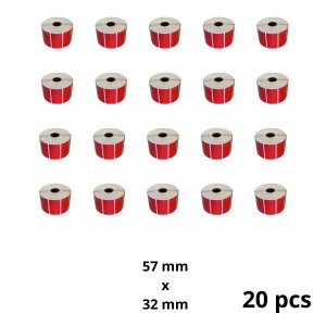 Zebra 800262-125 57mm x 32mm Red термо рулоны этикеток 25 mm сердцевина Dore производитель, 20 шт