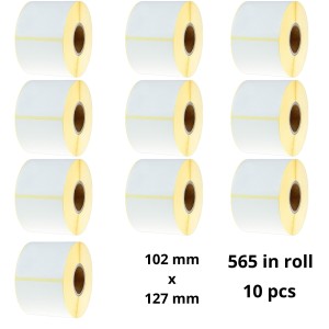Thermal Labels 102mm x 127mm, 25 mm, 565 pcs roll, 10 kpl