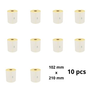 Zebra 3005093, 102mm x 210mm thermal label rolls, 25 mm core, Dore manufacturer, 375 pcs per roll, 10 psc