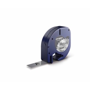 DYMO LetraTag Plastikinė Juostelė 12mm x 4m juodas ant sidabrinės (S0721710)