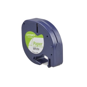 DYMO LetraTag papīra lente 12mm x 4m melns uz balta (S0721500 S0721510) - 10 gab.