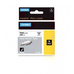 DYMO Rhino Termo vamzdelis 9mm x 1.5m juodas ant baltos (18053)