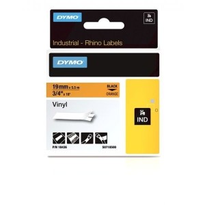 DYMO Rhino vinüülteip 19 mm x 5 5 m must oranžil (18436)