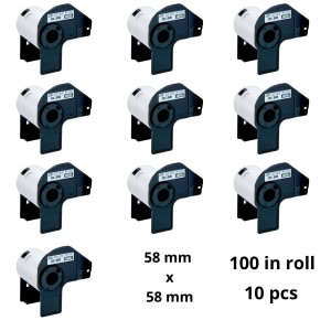 Brother DK-11207 DK-11207 58mm x 58mm lämpöpaperitarrat, valmistaja Dofe, 10 шт
