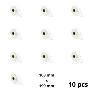 Zebra 103mm x 199mm lämpöpaperitarrat 25 mm ytimellä, valmistaja Dore, 10 kpl