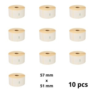 Zebra 57mm x 51mm termopaberist etiketid 25 mm südamikuga, tootja Dore, 10 tk
