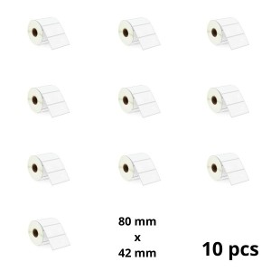 Zebra 80mm x 42mm Thermal Paper Labels 25 mm Core Dore Manufacturer, 10 pcs