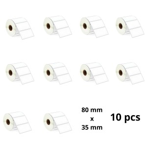 Zebra 80mm x 35mm термо рулоны этикеток 25 mm сердцевина Dore производитель, 10 шт