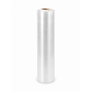 Skaidri tamprioji plėvelė 500 mm × 300 m, šerdis 50 mm, 20 mikronų