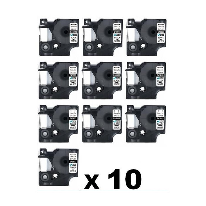 Dore analog printeri label Dymo LabelManager 19mm x 7m D1 45803 S0720830 Black On White (Komplekt 10tk.)